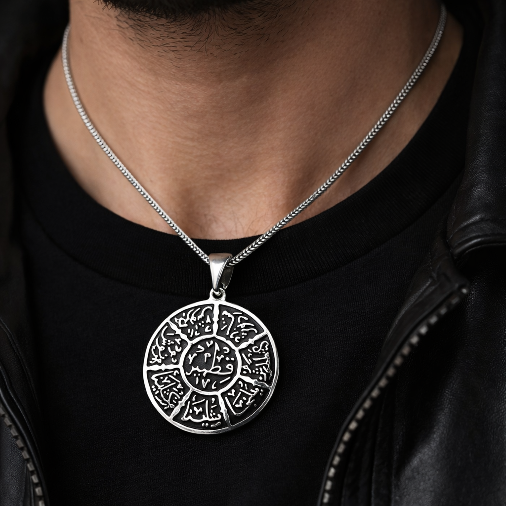 Ashabi Keyf - El İşlemeli Gümüş Kolye / Kaligrafi&nbsp; Kolye